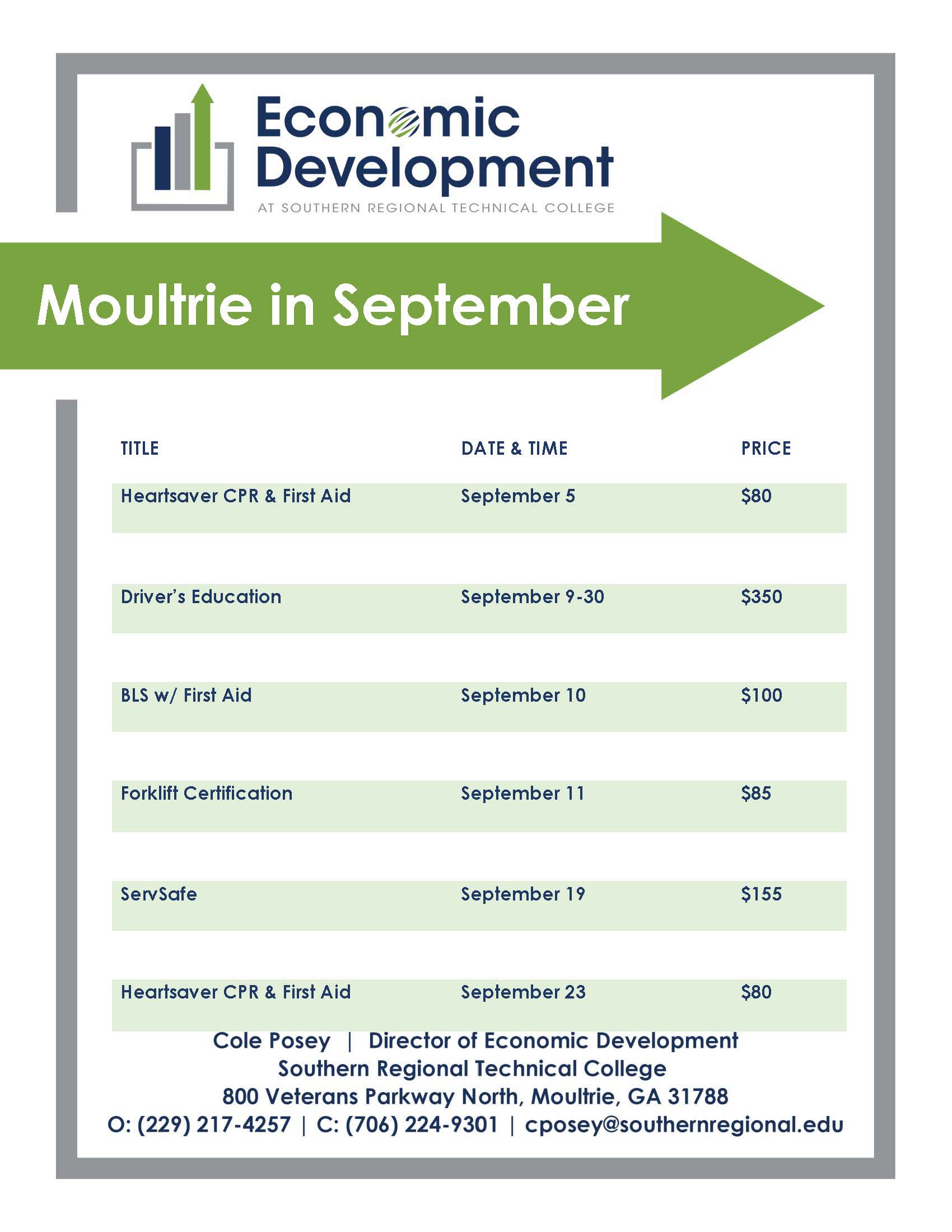 Photo for Economic Development Course Offerings in September. 